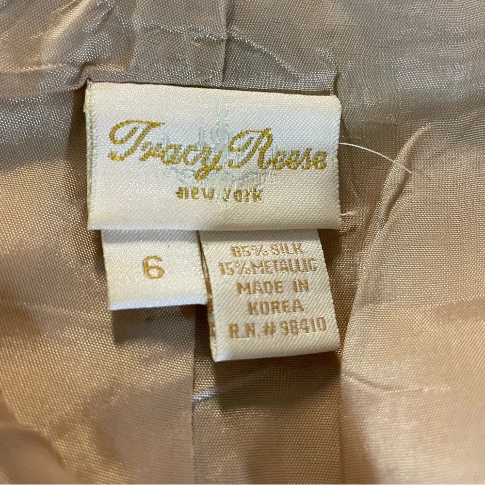 Tracy Reese Silk Metallic Dress Women’s 6 Sleeveless Scoop Neck Sheath Glam - Picture 8 of 10